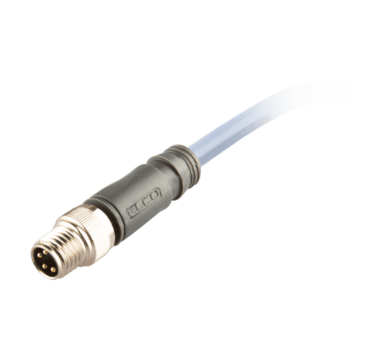 Sensor-Actuator Cordset, Single-ended, M8 A-code 4-pin Straight Male, with PUR grey jacket 0.25mm² (24 AWG) 5 million bending cycles cable, 2 m