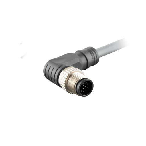 Sensor-Actuator Cordset, Single-ended, M12 A-code 12-pin Angled Male, with PVC grey jacket 0.25mm² (24 AWG) cable, 5 m