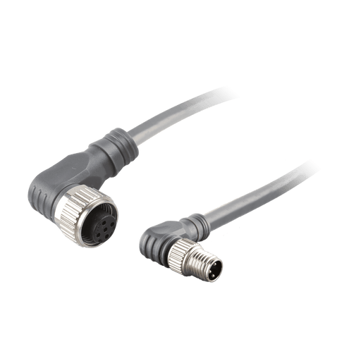 Sensor-Actuator Cordset, Double-ended, M12 A-code 3-pin Angled Female, to M8 A-code 3-pin Angled Male, with PUR grey jacket 0.25mm² (24 AWG) 5 million bending cycles cable, 1.5 m