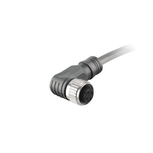 Sensor-Actuator Cordset, Single-ended, M12 A-code 3-pin Angled Female, with PUR grey jacket 0.34mm² (22 AWG) 5 million bending cycles cable, 1 m