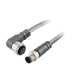 Sensor-Actuator Cordset, Double-ended, M12 A-code 5-pin Angled Female, with PNP LED, to M12 A-code 5-pin Straight Male, with PUR grey jacket 0.34mm² (22 AWG) 5 million bending cycles cable, 2 m