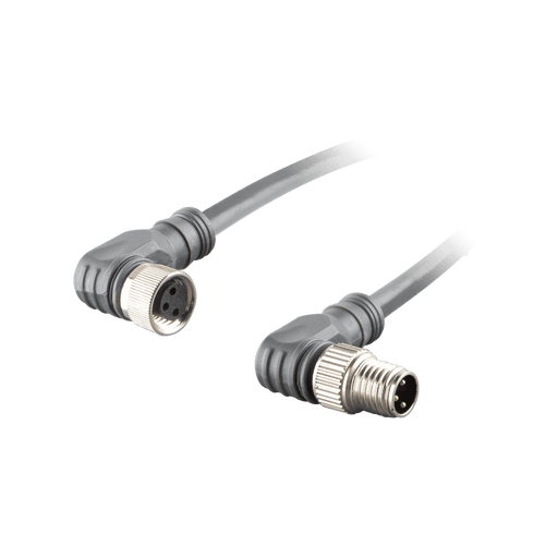 Sensor-Actuator Cordset, Double-ended, M8 A-code 3-pin Angled Female, to M8 A-code 3-pin Angled Male, with PUR grey jacket 0.25mm² (24 AWG) 5 million bending cycles cable, 2 m