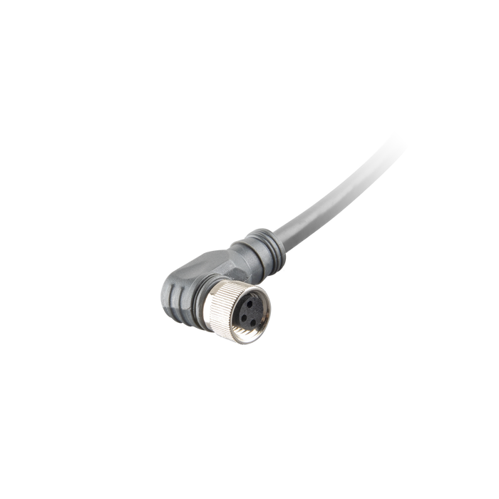 Sensor-Actuator Cordset, Single-ended, M8 A-code 3-pin Angled Female, with PUR grey jacket 0.25mm² (24 AWG) 5 million bending cycles cable, 1 m