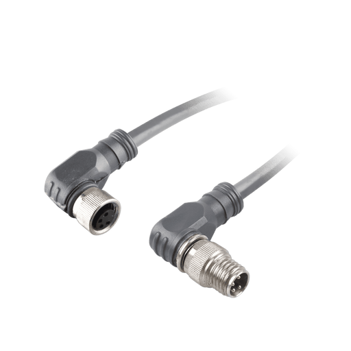 Sensor-Actuator Cordset, Double-ended, M8 A-code 4-pin Angled Female, to M8 A-code 4-pin Angled Male, with PUR grey jacket 0.25mm² (24 AWG) 5 million bending cycles cable, 2 m