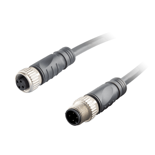 Sensor-Actuator Cordset, Double-ended, M12 A-code 4-pin Straight Female, with PNP LED, to M12 A-code 4-pin Straight Male, with PVC grey jacket 0.34mm² (22 AWG) cable, 5 m