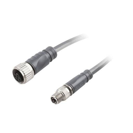 Sensor-Actuator Cordset, Double-ended, M12 A-code 4-pin Straight Female, to M8 A-code 4-pin Straight Male, with PVC grey jacket 0.34mm² (22 AWG) cable, 2 m