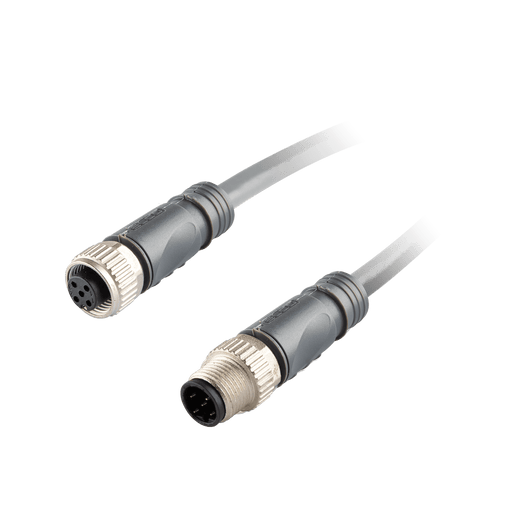Sensor-Actuator Cordset, Double-ended, M12 A-code 5-pin Straight Female, to M12 A-code 5-pin Straight Male, with PVC grey jacket 0.34mm² (22 AWG) Resistant to welding sparks cable, 2 m
