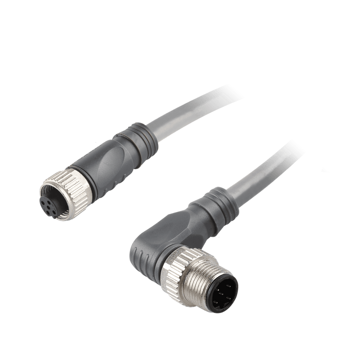 DeviceNet Cordset, Double-ended, Female Straight, M12, 5-pole - Male Angled, M12, 5-pole, PUR Violet 1x2x24awg + 1x2x22awg, 10m, 5 million Bending Cycles