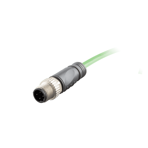 Ethernet Cordset, Single-ended, M12 D-code 4-pin Straight Male,With PVC green jacket 1 × 4 × 0.34 mm²(22 AWG) Cable,10 m