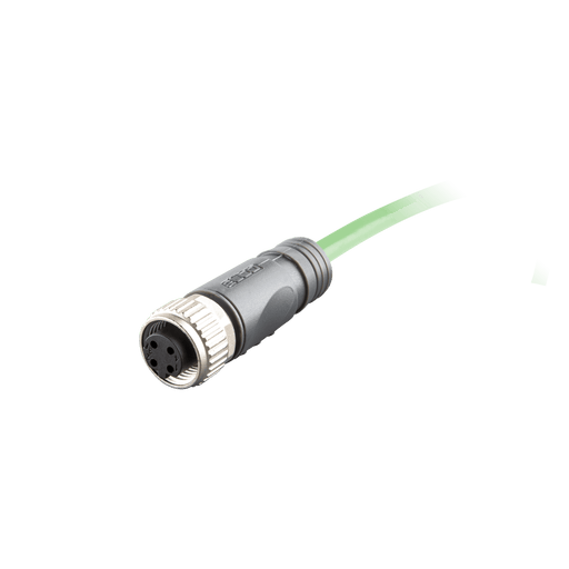 Ethernet Cordset, Single-ended, M12 D-code 4-pin Straight Female,With PUR green jacket 1 × 4 × 0.14 mm² (26 AWG) 5 million bending cycles Cable, 2 m