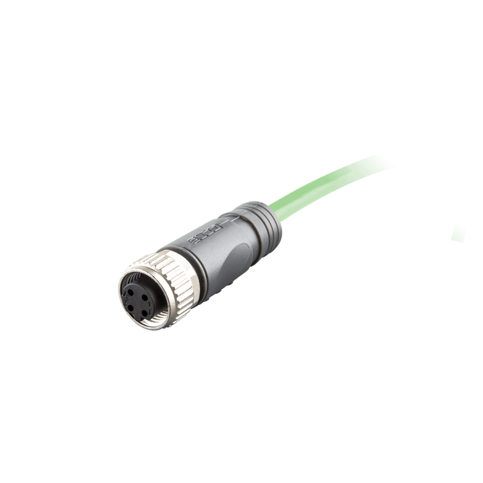 Ethernet Cordset, Single-ended, M12 D-code 4-pin Straight Female,With PUR green jacket 1 × 4 × 0.14 mm² (26 AWG) 5 million bending cycles Cable, 2 m