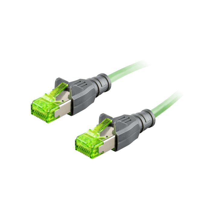 Ethernet Cordset,Double-ended,RJ45 4-pin Straight Male,to RJ45 4-pin Straight Male,With PVC green jacket 1 × 4 × 0.34 mm² (22 AWG) Cable, 4 m