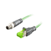 Ethernet Cordset,Double-ended, M8 A-code 4-pin Straight Male,to RJ45 4-pin Straight Male,With PUR green jacket 1 × 4 × 0.14 mm² (26 AWG) 5 million bending cycles Cable,20 m