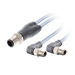Y-Splitter, M12 A-code 4-pin Straight Male, to 2x M8 A-code 3-pin Angled Female, with PVC grey jacket 3 x 0.25mm² (24 AWG) Cable , 1 m/1 m