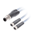 Y-Splitter, M12 A-code 4-pin Straight Male, to 2x M8 A-code 3-pin Straight Female, with PVC grey jacket 3 x 0.25mm² (24 AWG) Cable , 5 m/5 m