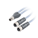 Y-Splitter, M8 A-code 4-pin Straight Male with PNP LED , to 2x M12 A-code 3-pin Straight Female, with PVC grey jacket 3 x 0.25mm² (24 AWG) Cable , 4 m/4 m