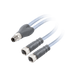 Y-Splitter, M8 A-code 4-pin Straight Male, to 2x M8 A-code 3-pin Straight Female, with PVC grey jacket 3 x 0.25mm² (24 AWG) Cable , 5 m/5 m