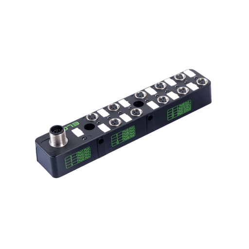 Passive Distribution Box, M8, 10-port, 1 signal with NPN LED, with M12 connector connection 