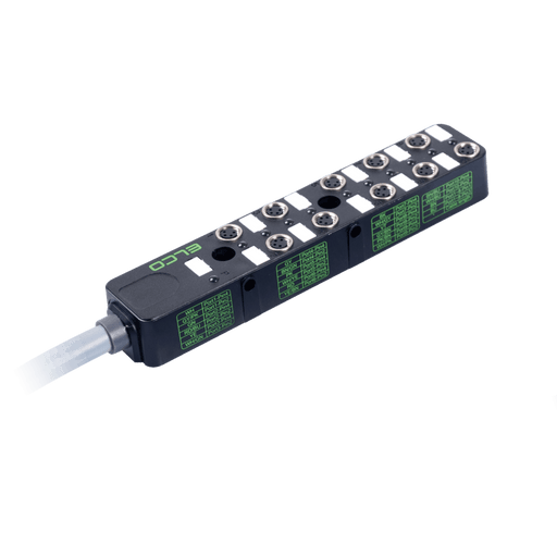 Passive Distribution Box, M8, 10-port, 1 signal with NPN LED, with PUR grey 5 million bending cycles Cable, 10m