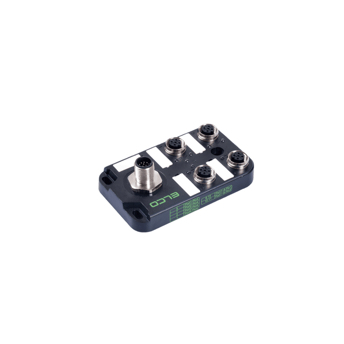 Passive Distribution Box, M12, 4-port, 1 signal with PNP LED, with M12 connector connection 