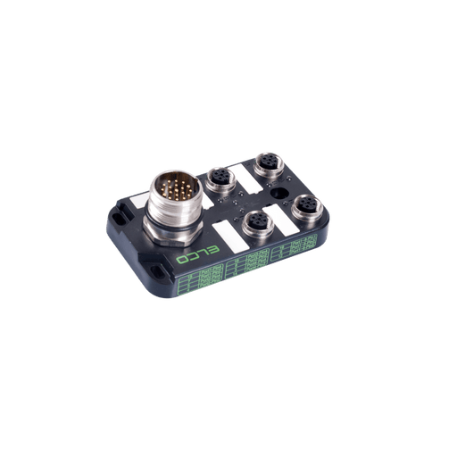 Passive Distribution Box, M12, 4-port, 1 signal with PNP LED, with M23 connector connection 