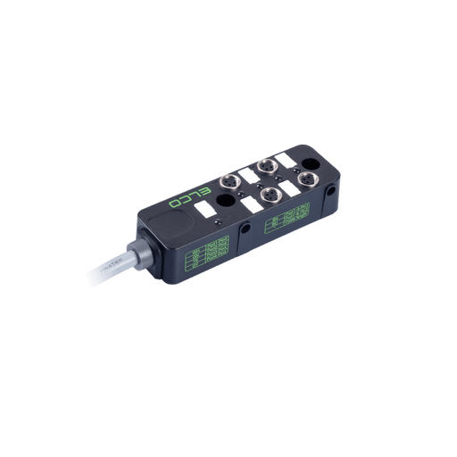Passive Distribution Box, M8, 4-port, 1 signal with NPN LED, with PUR grey 5 million bending cycles Cable, 3m