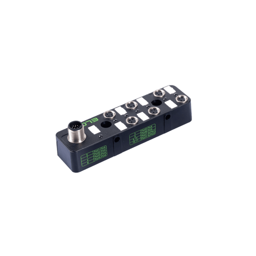 Passive Distribution Box, M8, 6-port, 1 signal with NPN LED, with M12 connector connection 