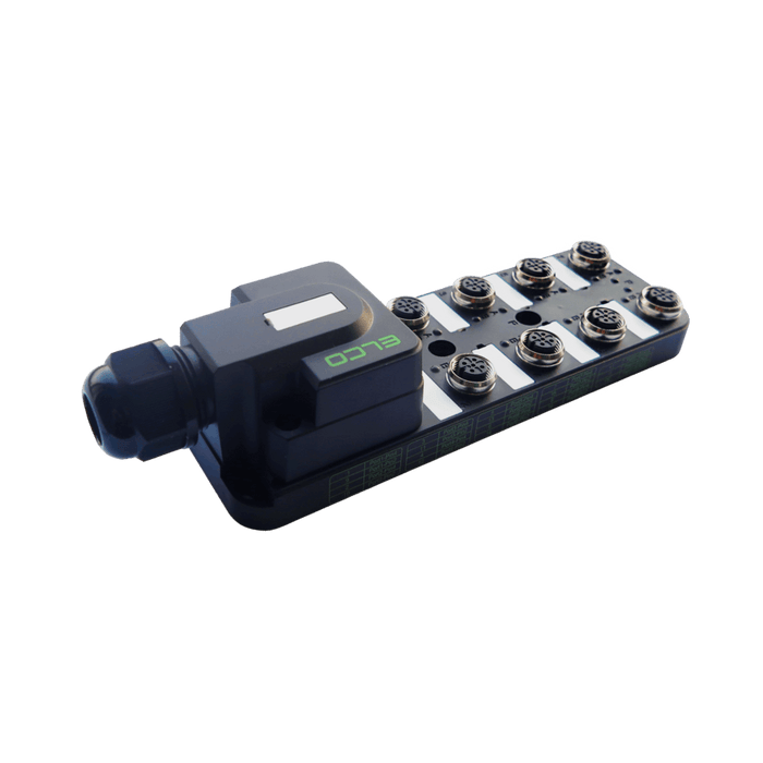 Passive Distribution Box, M12, 8-port, 1 signal with PNP LED, with terminal connection 