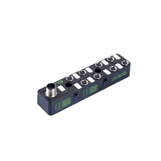 Passive Distribution Box, M8, 8-port, 1 signal with NPN LED, with M12 connector connection 