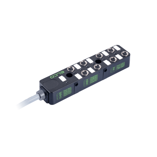 Passive Distribution Box, M8, 8-port, 2 signals with NPN LED, with PUR grey 5 million bending cycles Cable, 3m