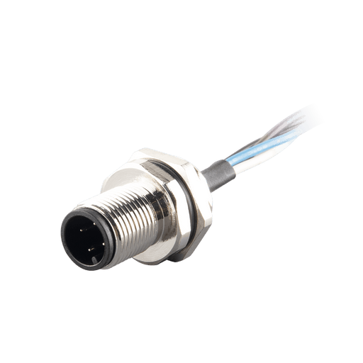 Flange-Mount Bulkhead Connector, with cable, M12 A-code 4-pin Straight Male, M16 Hole dimension, Front mount, with PVC Cable, 0.5 m