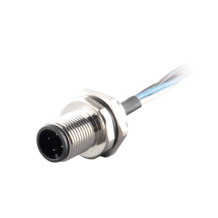 Flange-Mount Bulkhead Connector, with cable, M12 A-code 4-pin Straight Male, M16 Hole dimension, Front mount, with PVC Cable, 0.5 m