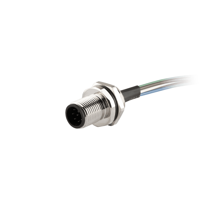 Flange-Mount Bulkhead Connector, with cable, M12 A-code 8-pin Straight Male, M16 Hole dimension, Front mount, with PVC Cable, 0.3 m