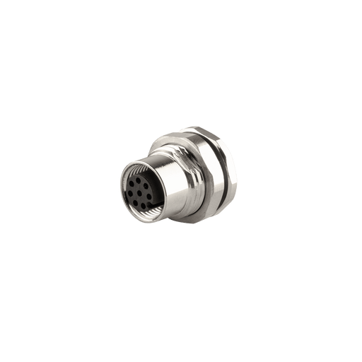Flange-Mount Bulkhead Connector, without cable, M12 A-code 8-pin Straight Female, M16 Hole dimension, Front mount