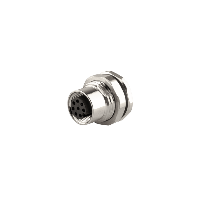 Flange-Mount Bulkhead Connector, without cable, M12 A-code 8-pin Straight Female, M16 Hole dimension, Front mount