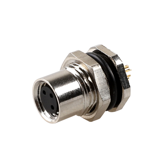 Flange-Mount Bulkhead Connector, without cable, M8 A-code 3-pin Straight Female, M11 Hole dimension, Front mount