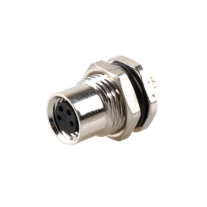 Flange-Mount Bulkhead Connector, without cable, M8 A-code 4-pin Straight Female, M11 Hole dimension, Front mount