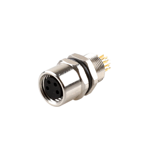 Flange-Mount Bulkhead Connector, without cable, M8 A-code 4-pin Straight Female, M8 Hole dimension, Rear mount