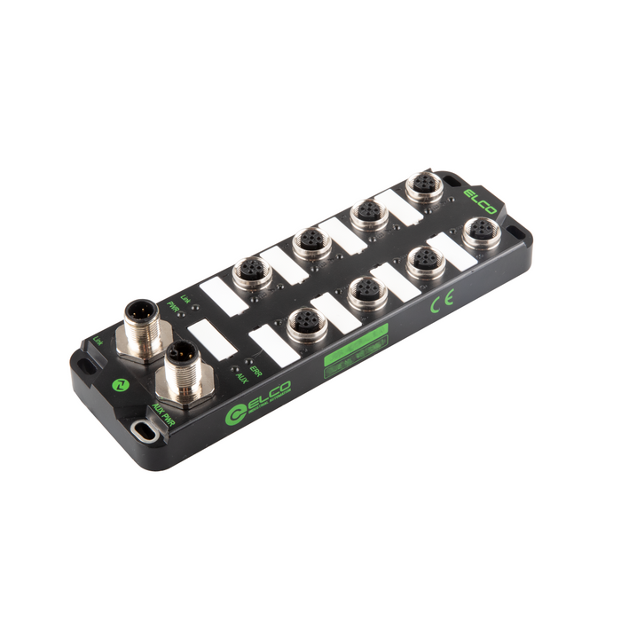IO-Link Sensor Hub, V1.1.3, Class-A, M12 A-Code 4-pin IO-Link connector and M12 L-code auxiliary power supply, 8 x M12 5-pin, 16 DO, PNP, 24 V DC, Plastic housing, IP67