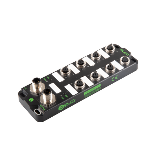 IO-Link Sensor Hub, V1.1.3, Class-A, M12 A-Code 4-pin IO-Link connector and M12 L-code auxiliary power supply, 8 x M12 5-pin, 8 DI, 8 DO, PNP, 24 V DC, Plastic housing, IP67