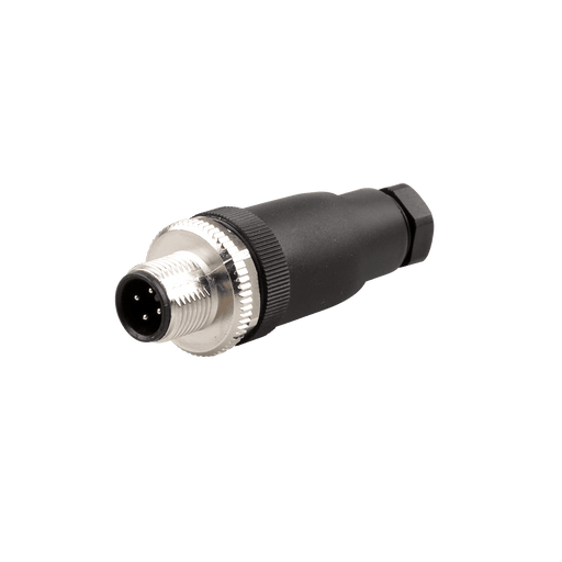 Field-attachable Sensor-Actuator Connector, M12, A-code 4-pole, Straight Male, Screw Terminals Clamping, Range 4...6 mm