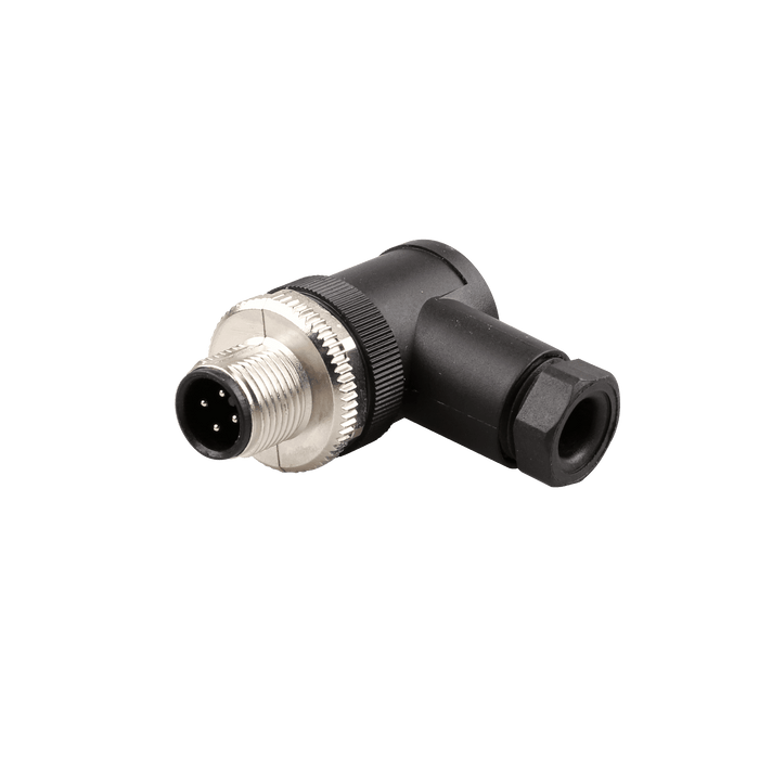 Field-attachable Sensor-Actuator Connector, M12, A-code 4-pole, Angled Male, Screw Terminals Clamping, Range 4...6 mm