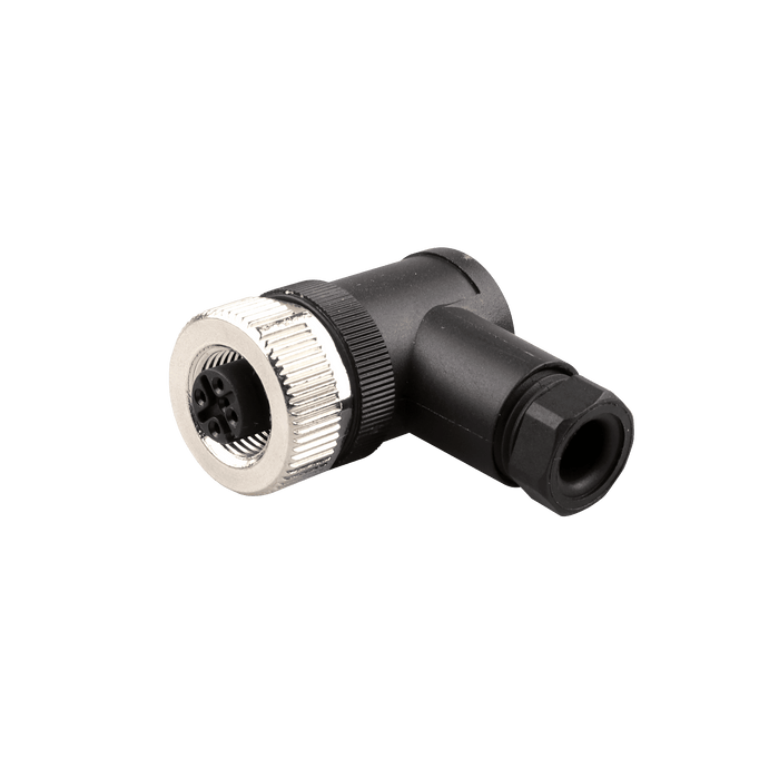 Field-attachable Sensor-Actuator Connector, M12, A-code 4-pole, Angled Female, Screw Terminals Clamping, Range 4...6 mm