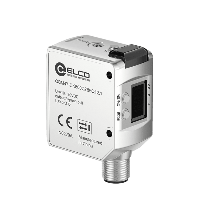 Color/Digital Mark Sensor, OSM47-Series, Color sensor, White LED, Detection range 30…500 mm, 2×NPN/PNP, IO-Link, 10…30V DC, -20...50°C, IP67, M12 5-pin connector