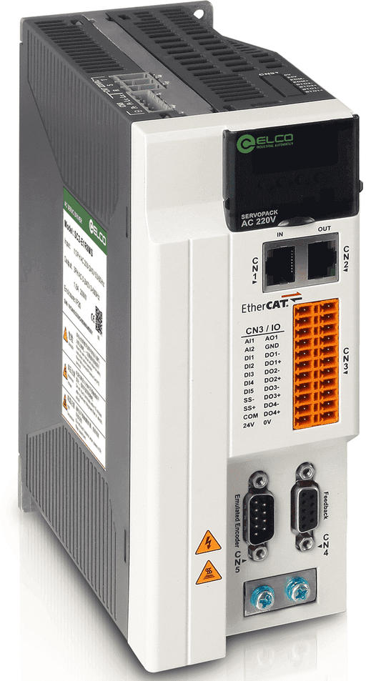 Servo driver, SC Series, SC1-E100MS, Rated current 10 A, 17-bit precision, EtherCAT communication, Standard capacity type, 3 DI + 4 DO + 2 AI + 1 AO