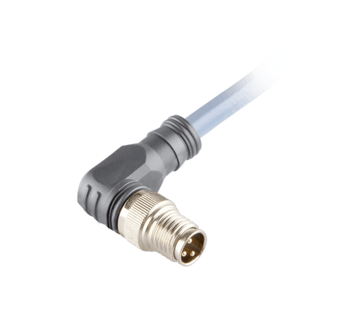 Sensor-Actuator Cordset, Single-ended, M8 A-code 3-pin Angled Male, with PVC grey jacket 0.25mm² (24 AWG) cable, 1 m