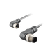 Sensor-Actuator Cordset, Double-ended, M8 A-code 4-pin Angled Female, to M12 A-code 4-pin Angled Male, with PVC grey jacket 0.25mm² (24 AWG) cable, 3 m