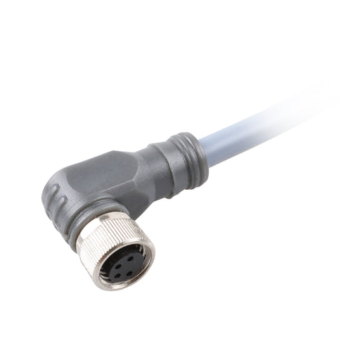Sensor-Actuator Cordset, Single-ended, M8 A-code 4-pin Angled Female, with PVC grey jacket 0.25mm² (24 AWG) cable, 10 m