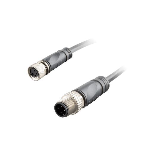 Sensor-Actuator Cordset, Double-ended, M8 A-code 4-pin Straight Female, to M12 A-code 4-pin Straight Male, with PVC grey jacket 0.25mm² (24 AWG) cable, 4 m
