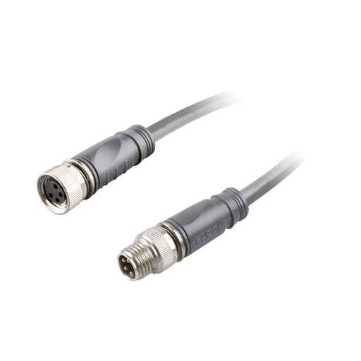 Sensor-Actuator Cordset, Double-ended, M8 A-code 4-pin Straight Female, to M8 A-code 4-pin Straight Male, with PVC grey jacket 0.25mm² (24 AWG) cable, 5 m